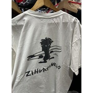 Vintage 90s Zigatela White Surfer Graphic Art Deco Double Sided T Shirt Size XL